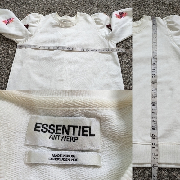 Essentiel Antwerp Zita bead & sequin puff sleeve sweatshirt 8 - Picture 13 of 14